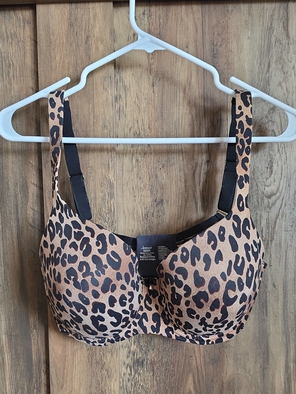 Soma Leopard Print Embraceable Full Coverage Bra - Tan & Black 36DDD